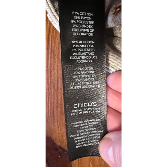 Chico’s So Slimming beige cotton denim pants size 2 ankle length - Picture 6 of 9